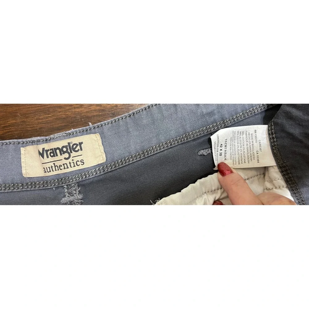 Wrangler Authentics Mens Cargo Pants Charcoal Gray 42x30 Straight Leg 10ZM7ABAH